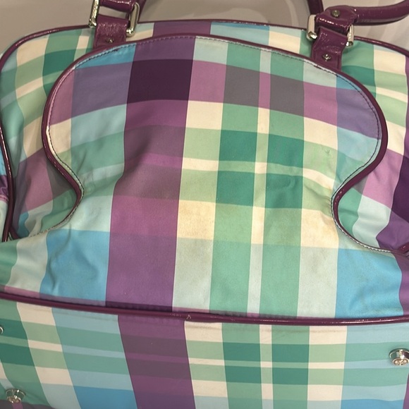 lululemon Green & Purple Plaid Duffle Bag USED - Picture 5 of 9